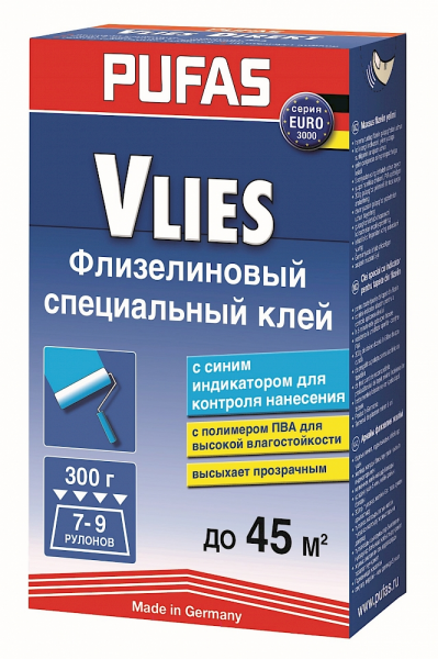 Клей-индикатор Pufas Euro 3000 Vlies Direkt для обоев, 300 г